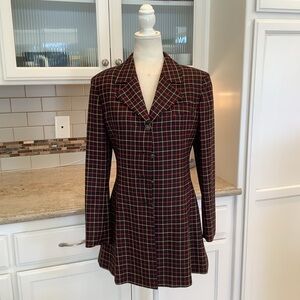 Iceberg Black w/Red Yellow Plaid Wool Blazer Size XSmall Made in Italy